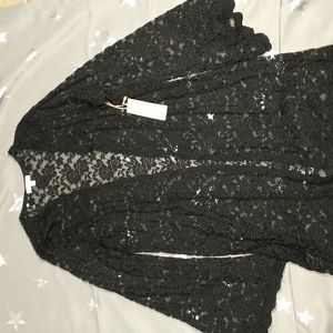 Pepper + Tee lace cardigan - black lace